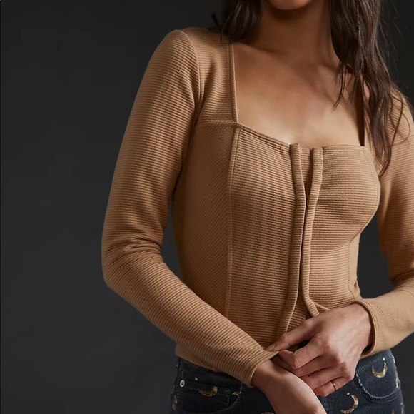 Steve Madden long sleeve top from Anthropologie.Ribbed corset top. - Picture 3 of 3